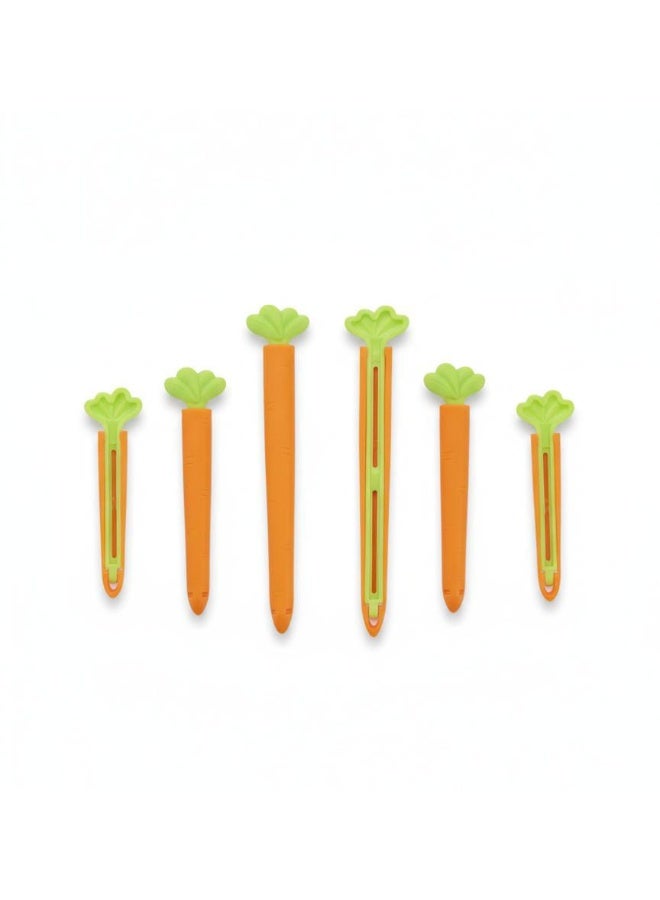 Spaceshoop 6 Piece Carrot Family Reusable Food Bag Sealing Clamps Airtight Freshness Seals in Three Sizes - Image 2
